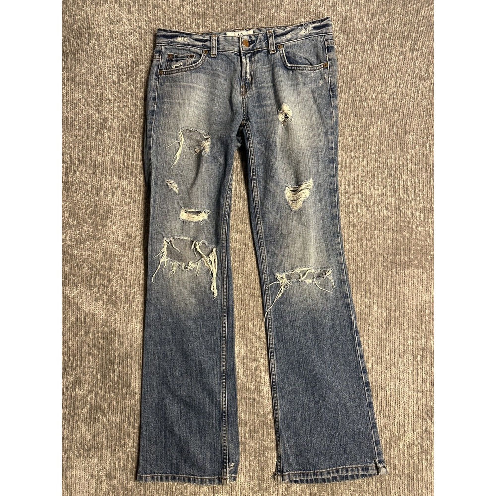 Armani Exchange Women's Chopper Shredded Bootcut Jeans Size 4 S Distressed Y2K
